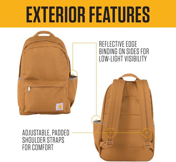 Carhartt 21L Classic Backpack, Water-Resistant Pack W/ 15" Laptop Sleeve and Organizational Compartments, Brown, PFAS Free - Image 2