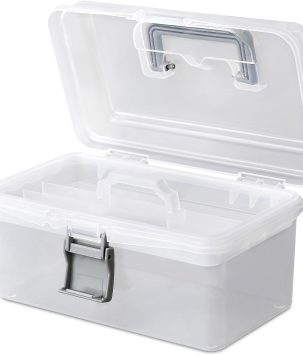 MoNiBloom Portable Tackle Boxes Organizer with Removable Tray, Portable Waterproof Clear Plastic Storage Tool Box Container Case with Handle for Fishing Tackles, Hardware, Makeup, Hair Accessories